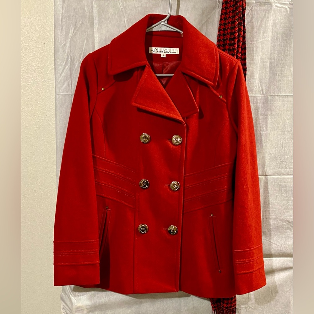 Kenneth Cole Red Peacoat Size 4